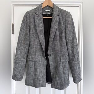 White House Black Market Gray Textured Single-Button Blazer